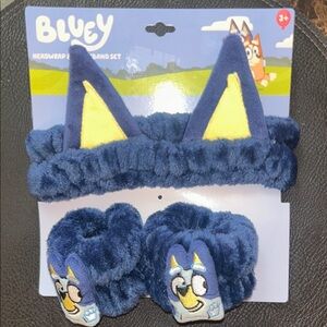 Bluey Kids Headwrap and Wristband Set - Navy and Yellow